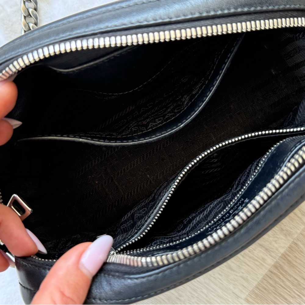 Black Prada Diagramme Leather Chain Crossbody Bag - Picture 6 of 10